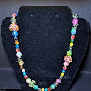 Boho Multicolor Beaded Necklace • Handmade • Unique • NWOT